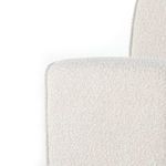 Close-up of armrest edge with visible tight boucle fabric weave on Hobson chair