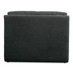 Back view emphasizing the clean-lined upholstery and boxy shape of the base