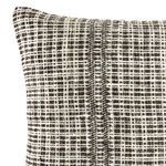 Close-up showing detailed woven organic geometric stripe texture on pillow fabric