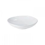 White ceramic stoneware pasta bowl with lustrous finish and gently curved edges