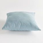 Cooper Square pillow flat side view highlighting full square profile and light blue color