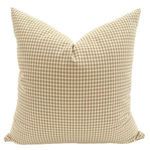 Square pillow cover with beige and white vintage gingham pattern in soft designer fabric