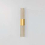 Somersville Wall Sconce shown from a slightly lower angle with light bronze glass and gold metal band