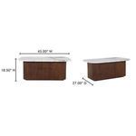 Dimensional diagram showing Dash coffee table width 45 inches, height 18.5 inches, depth 27 inches