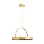 Side profile showing the LED ring positioned flat and centered in the brass circular frame