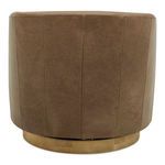 Rear view of Oscy chair displaying vertical stitch lines on fabric upholstery