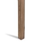 Side detail of solid square oak table leg in rustic grey finish showing subtle grain texture
