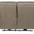 Back view showing leather upholstery and panel stitching of the loveseat