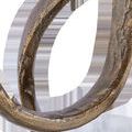 Close-up of the textured antique brass cast aluminum ribbon detailing on the Ruban Accent Table