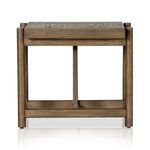 Back view focused on vertical wooden support and horizontal lower frame