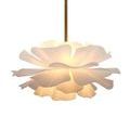 Zinnia Chandelier illuminated to highlight soft light diffusion through frosted acrylic petals