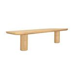 Angled side view highlighting rounded column legs and smooth wood grain of Anders dining bench