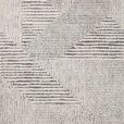 Ivory and grey shag rug with abstract, ribbed Moroccan-inspired pattern and plush texture