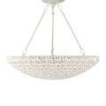 Overhead view focusing on upper metal canopy and chain links of Virtu Chandelier