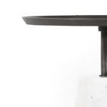 Partial side profile highlighting connection between tray top and marble base