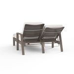 Back view of Laguna Double Chaise showing adjustable reclining slatted backrests and aluminum frame