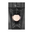 Front view highlighting lantern-like silhouette with black backplate and centered white globe