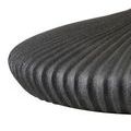 Close-up zoomed-in detail of the terracotta lamp base showing its rounded ribbed design in black granite finish