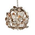 Silver orb chandelier suspended from ceiling mount with chain link