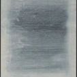 Abstract encaustic gel painting Provoking Thought II with layered gray and blue tones and soft blurred edges in modern style