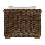 Side view of Montauk Raffia Lounge chair with white cushions highlighting woven raffia armrest