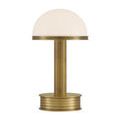 Promenade table lamp front view unlit with polished brass finish and white dome shade