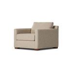 Hampton chair and a half in delta sand fabric with plush cushions and block wooden feet