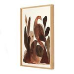 Side angle view showing the thickness of the light wood frame surrounding the artwork