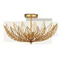 Leaflace Semi-Flush Mount angled to highlight depth and curvature of metal leaf shapes