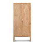 Knightdale Brown Wooden Cabinet front view with closed doors on white background