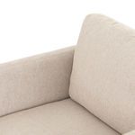 Overhead angled view highlighting seat cushion and back pillow on ecru fabric chair