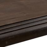 Close-up of triple beveled waterfall edge detail highlighting smooth vintage brown finish