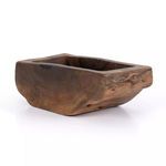Centro Wood Bowl with mixed reclaimed woods, rectangular shape, thick walls, and visible natural wood grain and knots