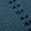 Close-up of textured woven stripe detail in dusky blue cotton fabric pillow