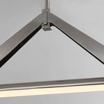 Close-up of black nickel triangular connection and top hanging rod with smooth metallic finish