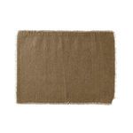 Close-up top view of camel-colored Frivole placemat showing dense woven cotton texture