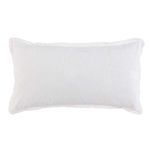 White cotton sham with vertical stitched stripes, polished flange edges, and a rectangular shape