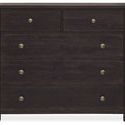 Driftwood Five-Drawer Chest straight-on front view with even lighting to emphasize drawer alignment and knob placement