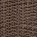 Close-up of dense, textured brown woven material wrapping the chair frame
