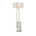 Beside Floor Lamp shown at a slight side angle highlighting rectangular shade and marble base with metal feet