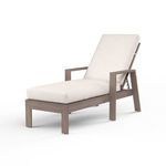Laguna Chaise Lounge with aluminum driftwood finish frame and thick off-white cushion, angled backrest and armrests