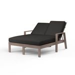 Laguna Double Chaise Lounge with hand-brushed driftwood look aluminum frame and dark gray cushions