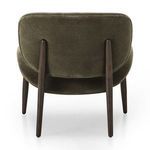 Back view showing rounded chair backrest and two vertical wooden frame supports