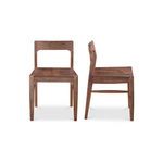 Side view showing mid-height backrest and sturdy wooden legs of the walnut Owing Dining Chair