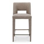 Front view with soft shadow emphasizing upholstery texture and footrest curve on Joyce counter stool