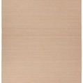 Solid tan handmade indoor/outdoor rug with a subtly striped woven texture and soft finish