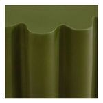 Close-up of the fiber-reinforced concrete ridged texture on the side of the olive green table