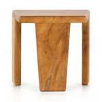 Rear view focusing on the broad center leg panel with natural wood patterns