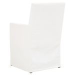 Back view with clean white slipcover extending to floor