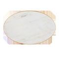 Top view showing oval white marble surface with subtle veining and thin gold edge